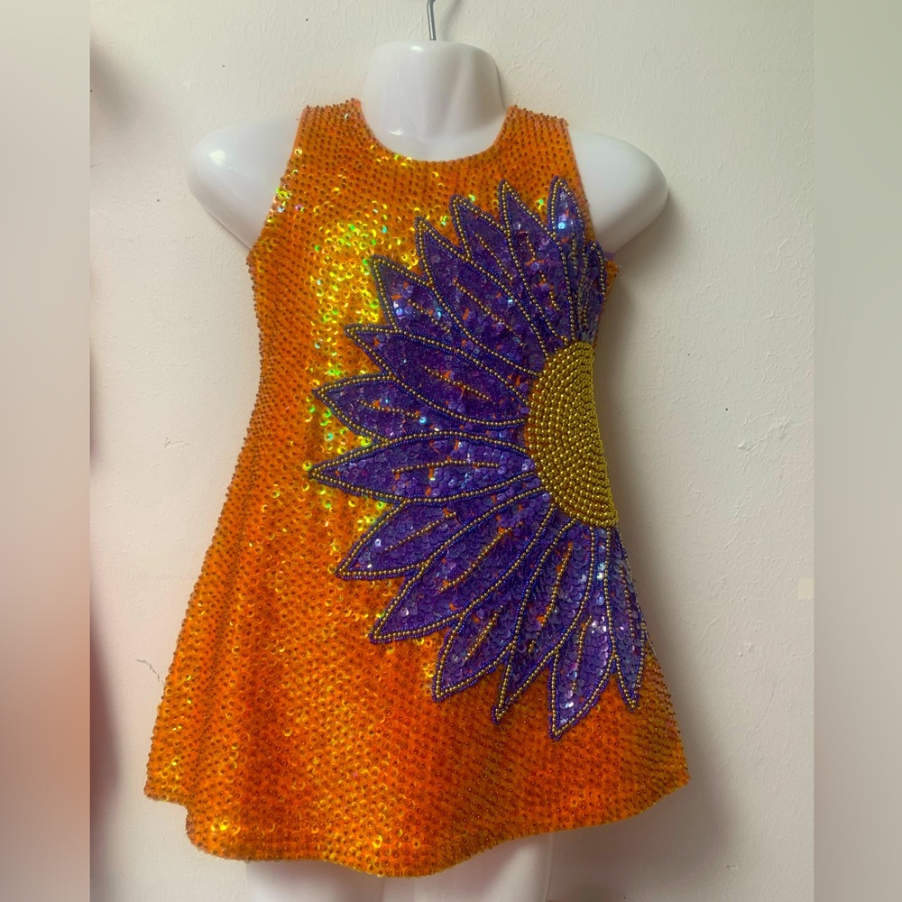 2T Little Attitudes Orange Sequin Pageant Crowning Outfit of Choice Dress & Bow